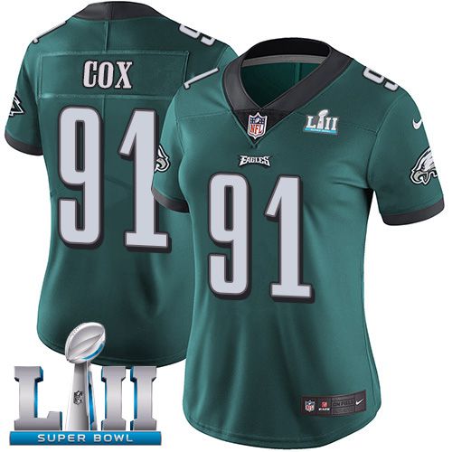 Women Philadelphia Eagles #91 Cox Green Limited 2018 Super Bowl NFL Jerseys->women nfl jersey->Women Jersey